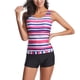 thumbnail image 5 of Traje De Baño De Mujer, Traje De Baño Con Estampado De Rayas De Cuello Redondo Slim Fit Para Fiesta En La Playa, 5 of 7