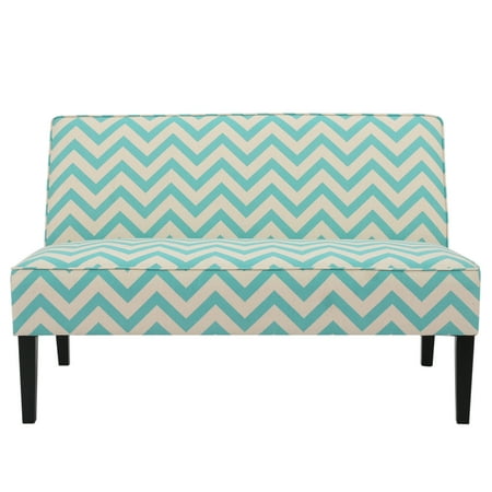 Deep Seating 3 Seater - Noble House Deacon Chevron 2 Seater Loveseat, Light Blue