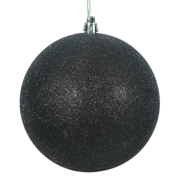 Vickerman 4.75" Black Glitter Ball Ornament, 4 per Bag