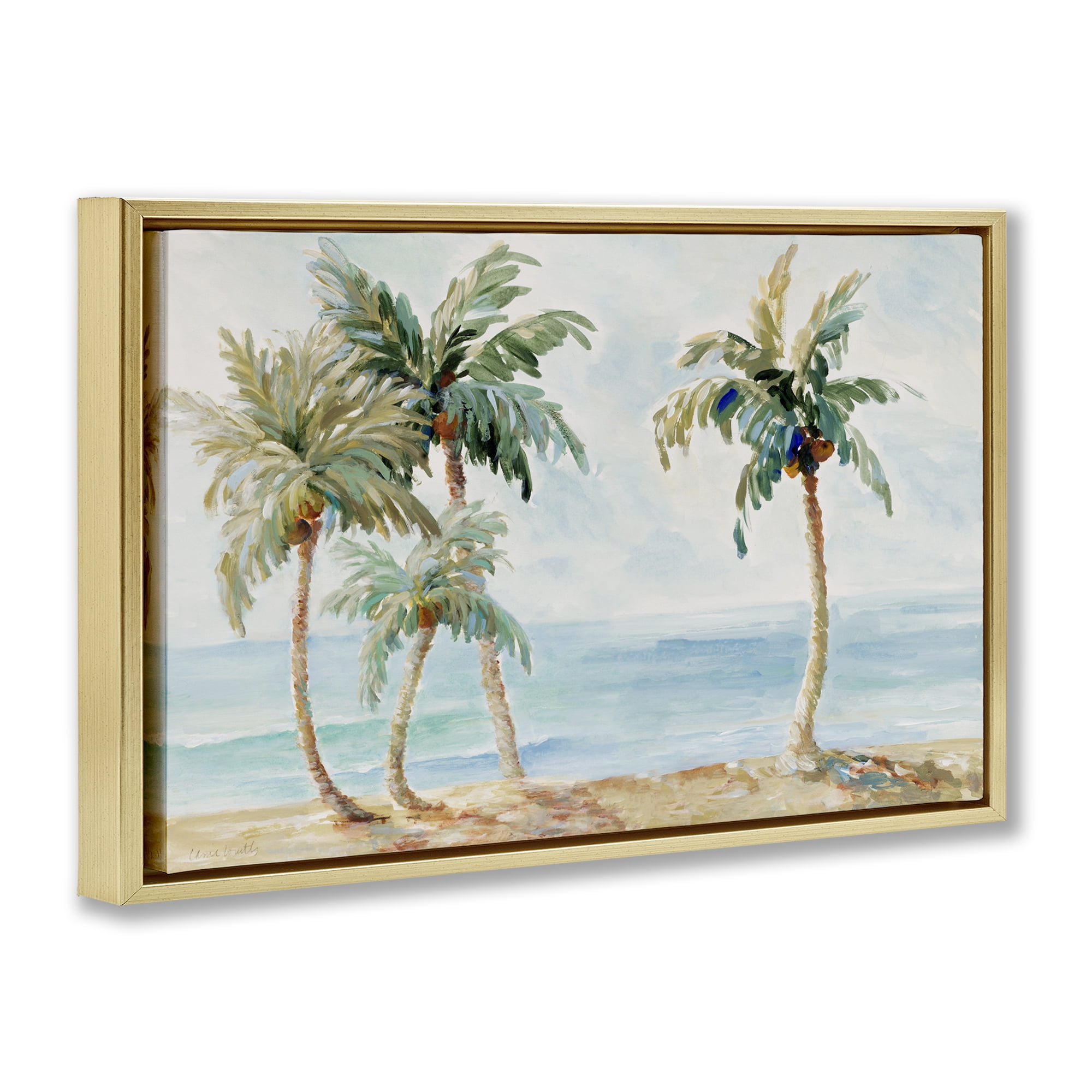Stupell Industries Palm Trees in Paradise Gold Framed Floater Canvas Wall Art, design by Lanie Loreth