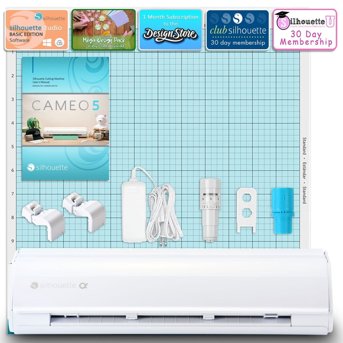 Silhouette White Cameo 5 Alpha w/ 15" x 15" Navy Heat Press & Siser HTV