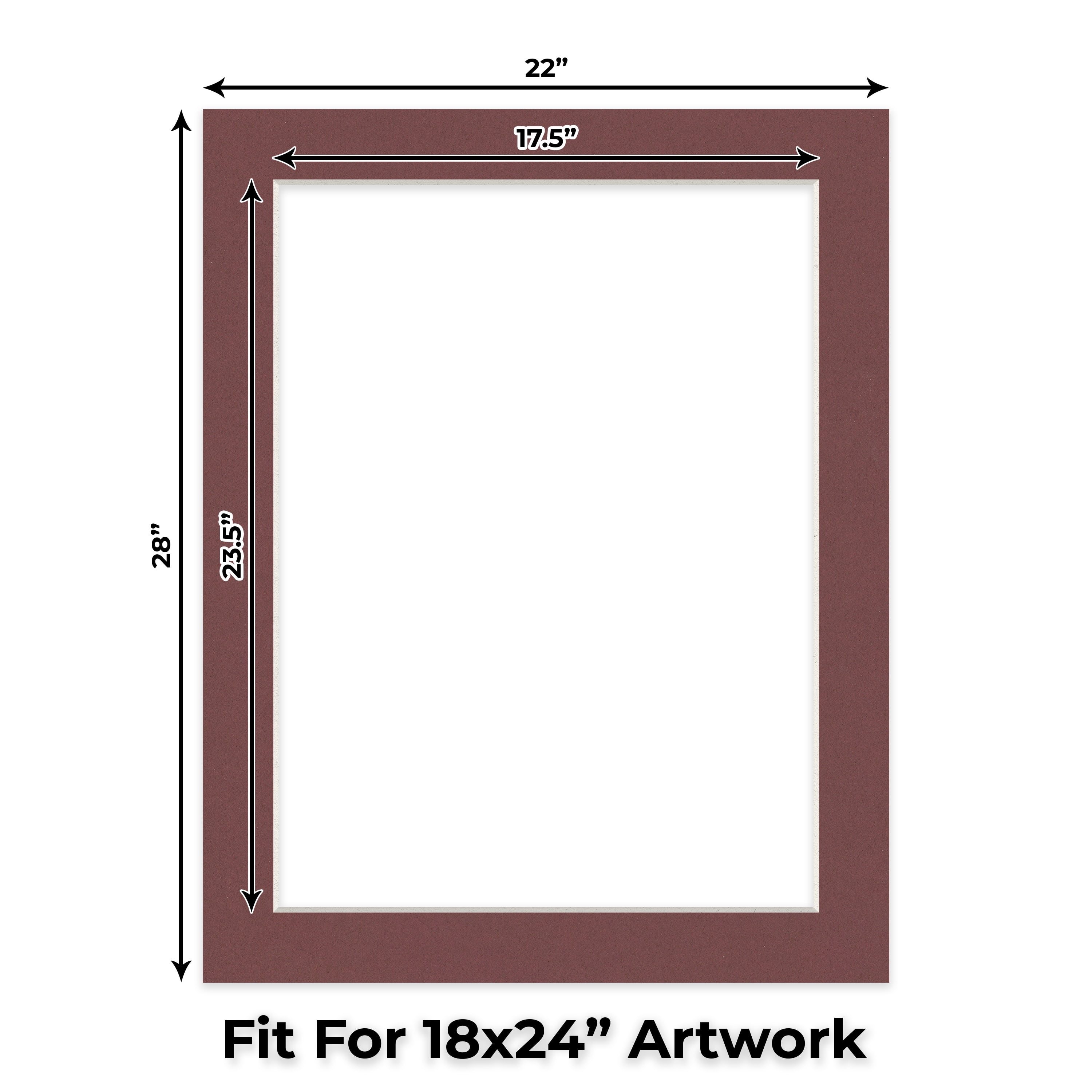 Maroon Red Picture Frame Mat for 22x28 Frames - Fits 18x24 Photos - 25 Mats