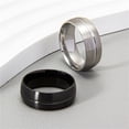 thumbnail image 4 of PAURO Matte Rings for Men Black Silver Simple Stainless Steel Statement Personalized Cool Wide 8MM Jewelry Silver Size 8, 4 of 6