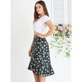 thumbnail image 4 of Unique Bargains Femmes Volant Fusée Cravate Taille Haute Basse Floral Wrap Jupe, 4 of 6
