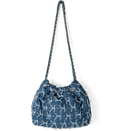 ShengRui Denim Bucket Bag  Jean Purses for Women Denim Crossbody Bags Hobo Denim Handbag