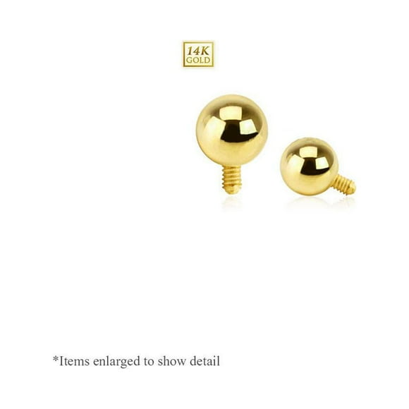 BodyJewelryOnline 14k Solid Yellow Gold Female Dermal Top Internally Threaded 3mm or 4mm Body Piercing Jewelry