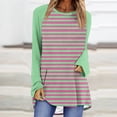 thumbnail image 2 of Chandail en Molleton Rayé Surdimensionné pour Femmes Manches Longues Raglan Col Rond Chandail-Over Automne 2024 Tunique Ample Hauts Tee-Shirts Manches Longues P-109 Rose Vif-A TG, 2 of 5
