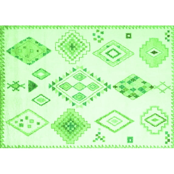 Ahgly Company Indoor Rectangle Solid Green Modern Area Rugs, 2' x 5'