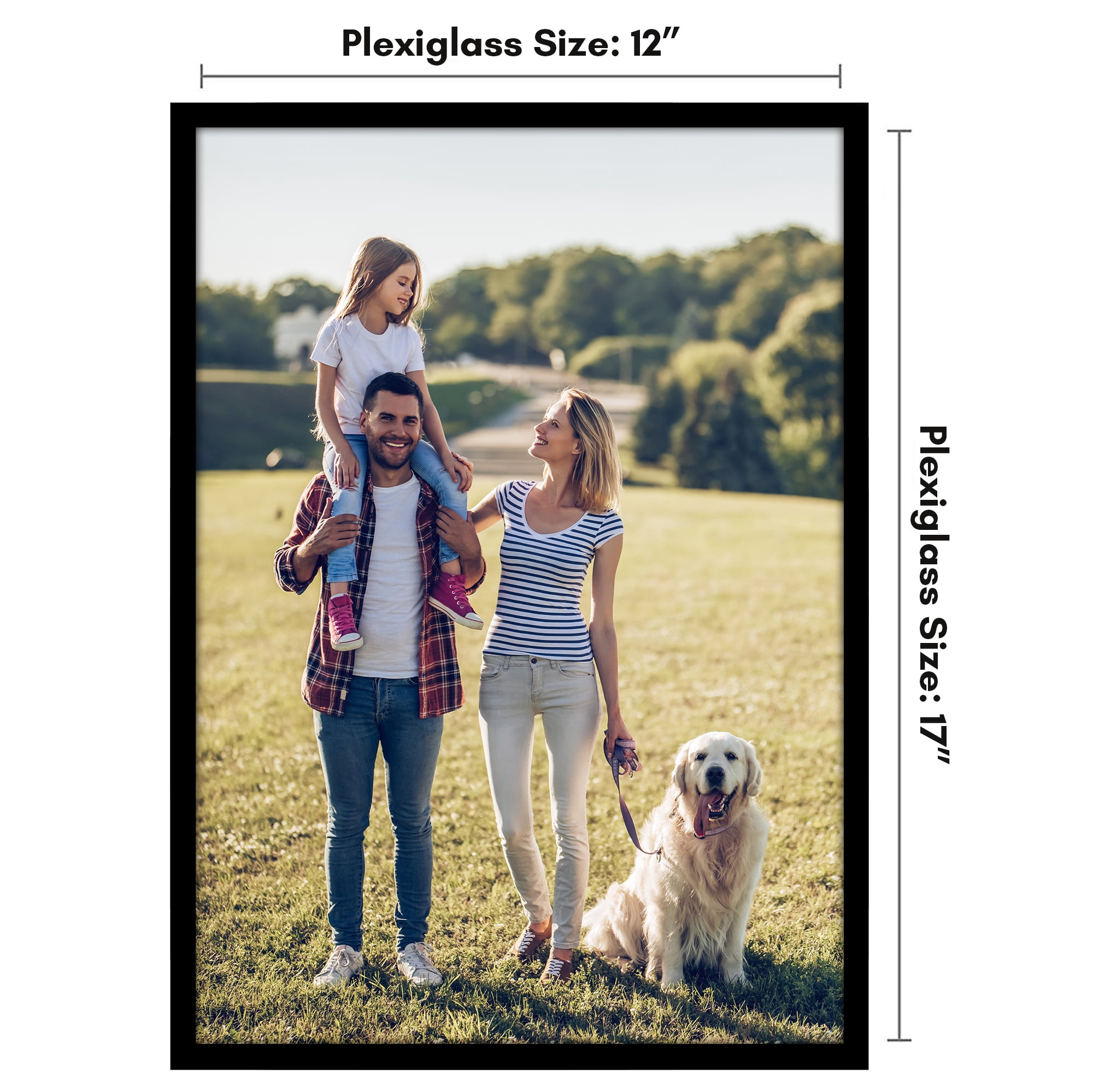 Americanflat 12x17 Picture Frame with Polished Plexiglass Streamline Collection Thin Border Wall - Black