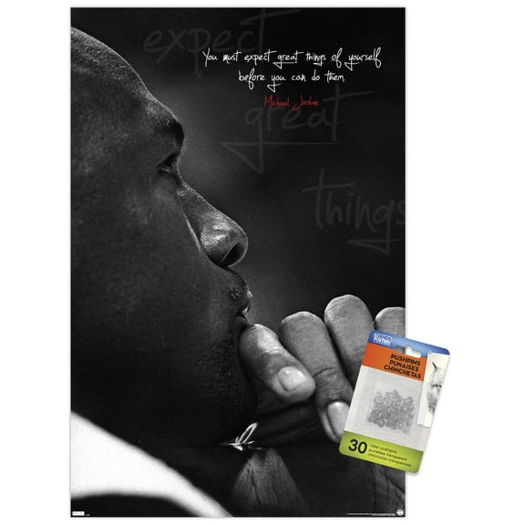 Michael Jordan - Expect Great Things Wall Poster with Push Pins, 14.725" x 22.375"