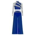 thumbnail image 3 of iiniim Girls Lyrical Dance Dresses 2PCS Ballet Crop Top with Flowy Chiffon Pants Sequin Gymnastics Outfits Blue 16, 3 of 7