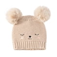 thumbnail image 3 of RV Gorro de punto bordado para niños, gorro de lana liso de doble bola para bebé, otoño e invierno (caqui) oso de fresa Electrónica, 3 of 4