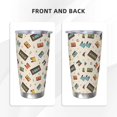 thumbnail image 3 of Picia Retro Vintage Tape Pattern 20 oz Tumbler Stainless Steel Vacuum Insulated Coffee Ice Cup Double Wall Travel Flask Dual Lid Water Bottle, Eco-friendly Car Cup-Without Straw, 3 of 8