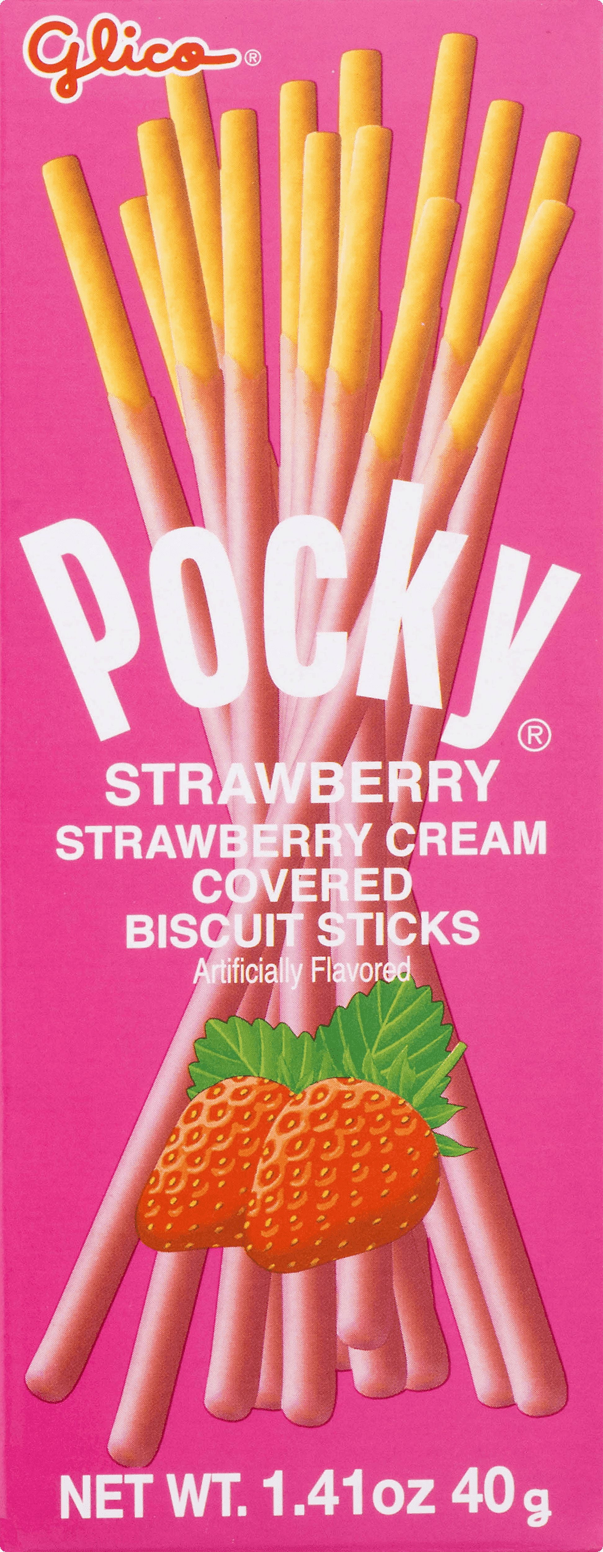 Glico Pocky Strawberry Cream Biscuit Sticks, Quick Snack