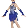 thumbnail image 5 of XXWXYD Girls Sequin Tassel Dress Latin Dance Skirt Sparkling Ballet Tan𝑔o Dancewear 5-14 Years Competition Performance Stage Costum𝖾 Glittery, 5 of 9