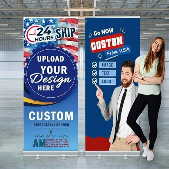 Aluminum Retractable Banner 31x78 inch, Full Color, Conference Display, Trade Show Promotion Sign with Stand and Travel Case