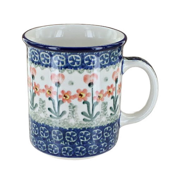 Blue Rose Polish Pottery Peach Posy Small Coffee Mug