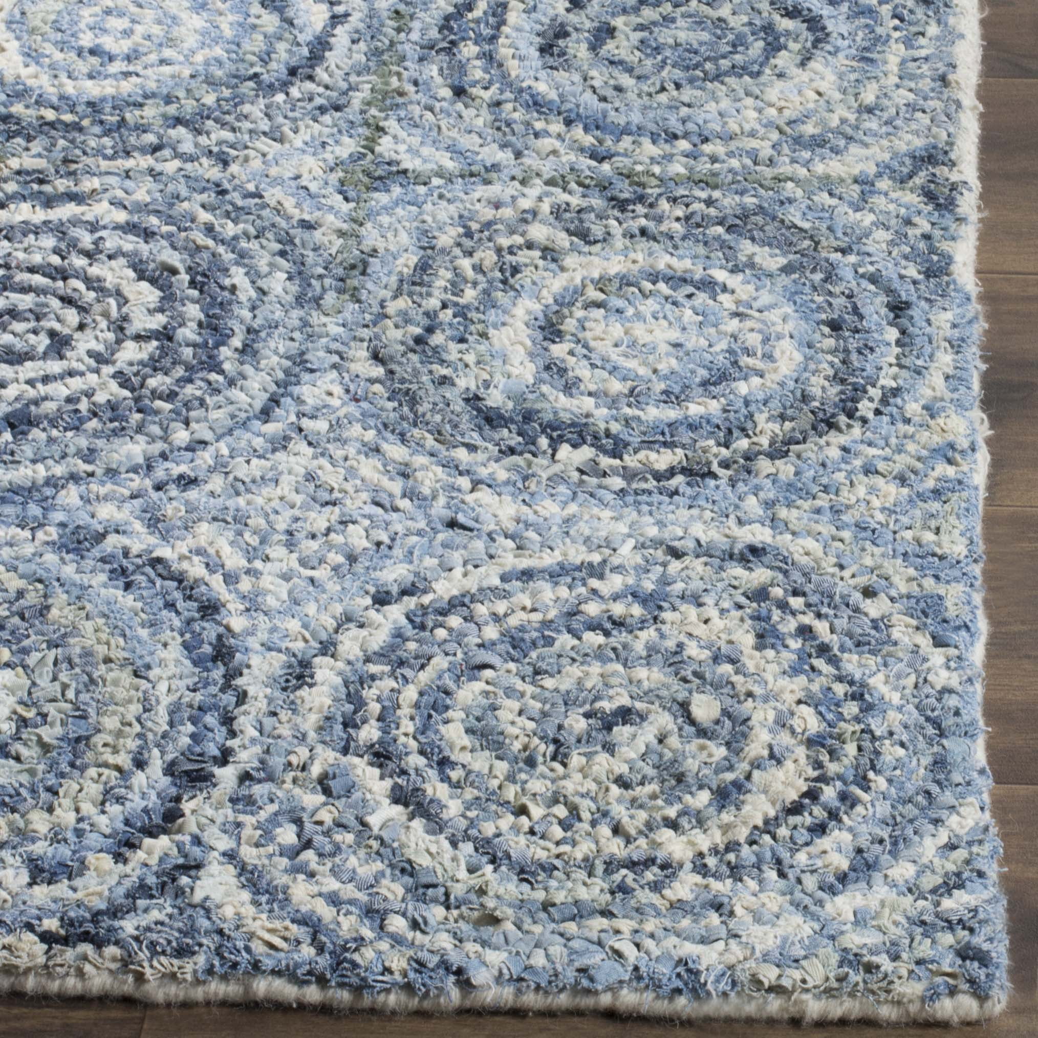 SAFAVIEH Nantucket Sandford Geometric Circles Cotton Area Rug, Blue, 4' x 6'