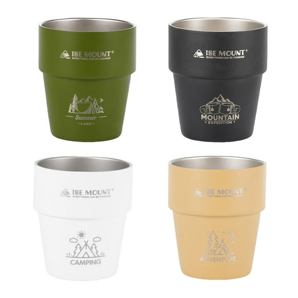 4x Tazas de café Zulema Acero Inoxidable 300 ml Reutilizables para Acampar
