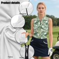 thumbnail image 6 of KEIAHUAN Golf Ball V Neck Tennis Shirt for Women Quick Dry Palm Leaves Sleeveless Athletic Shirts with 2 Pockets Breathable Soft Half Zip Golf Pullover for Ladies, 6 of 7