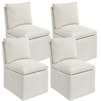 Duhome Upholstered Armless Dining Chair with Linen Fabric, Down Cushion & 4 Casters