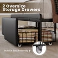 thumbnail image 2 of Bolvdo Bed Frame with Leather Upholstered Headboard, Lockable Storage, Queen Size, Black, 2 of 8