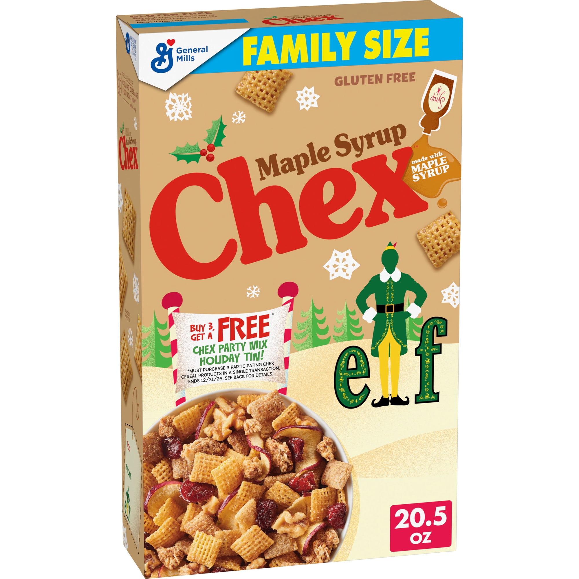 Maple Syrup Chex Cereal, Gluten Free, Homemade Chex Mix Ingredient, Family Size, 20.5 oz