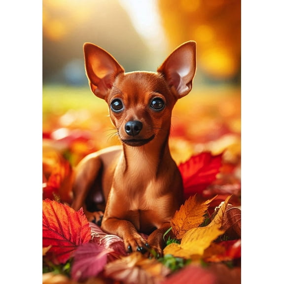 Miniature Pinscher Red Cropped -  Best of Breed DCR Falling Leaves House Flag
