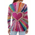 thumbnail image 5 of Valentine Day Shirts Womens Love Heart Print Crew Neck Cute Tunic Tops Long Sleeve Funny Fashion T Shirts Hot Pink 2XL, 5 of 5