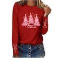 thumbnail image 4 of Womens Xmas Graphic Sweatshirt Round Neck Funny Christmas Long Sleeve Shirts Pullover Sweater Blouses Fleece Xmas Holiday Top, 4 of 5