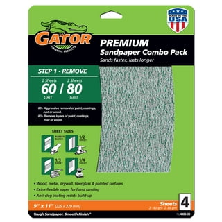 Gator Premium 9x 11Multi-Surface 220/320 Grit Sanding Sheets, 4 Count