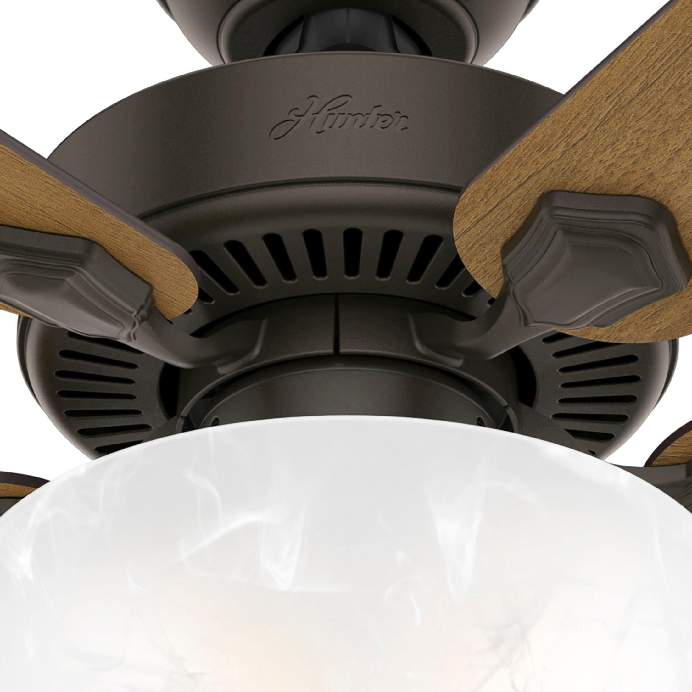 Hunter 44 inch Indoor Ceiling Fan with LED Light - Bronze Ceiling Fan with Pull Chain, For Bedroom, Living Room, or Kitchen, Standard Mount, No Remote, 5 Blades - Swanson 50896, New Bronze