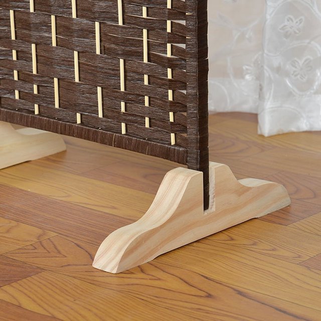 Mampara de madera maciza de ratán, base de mampara plegable, soporte de enderezamiento de trípode fijo