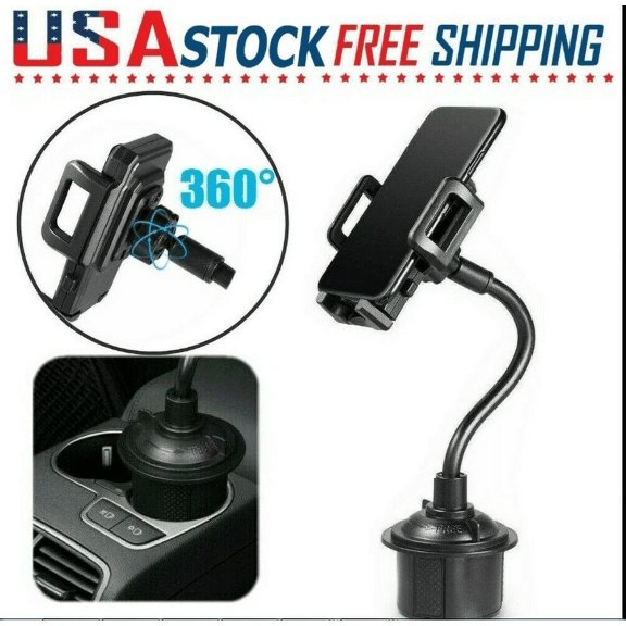 LNKOO Cup Holder Phone Mount for Car - Adjustable Neck, Base, & Cradle with Quick Release Button - Fits Phones 1.7” to 4.1” Wide & Simple Install - Cell Phone Cup Holder for Car SUV Trucks etc.