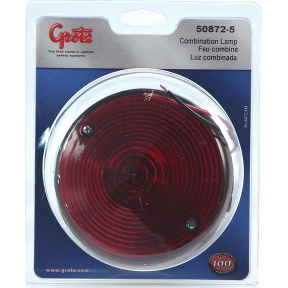 Grote 50872-5 Red 4" Universal Mount Stop Tail Turn Light (with License Window)