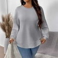 thumbnail image 2 of Kaemgyyd Plus Size Sweatshirt for Women Casual Oversized Textured Crew Neck Pullover Solid Loose Soft Long Sleeve Tops, 2 of 7