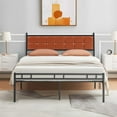 thumbnail image 2 of VECELO Full Size Metal Bed Frame with PU Leather Upholstered Headboard, Modern Platform Bed with Metal Slats, No Box Spring Needed, Brown, 2 of 8