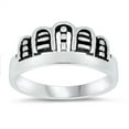 thumbnail image 1 of Oxidized Geometric Shape Crown Tiara Ring .925 Sterling Silver Band Jewelry Female Male Size 9, 1 of 4
