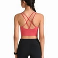 thumbnail image 3 of SWSMCLT Women's Sexy Crop Top Crop Top Cami Backless Scoop Neck Cropped Top Workout Padded Soft Criss Cross Summer Coral 14, 3 of 4