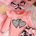 thumbnail image 4 of Enyan Newborn Baby Girl Clothes Long Sleeve Ruffle Romper + Floral Pants + Headband Set Infant Girl Outfits（Size 0-3 Months）, 4 of 8