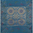 thumbnail image 3 of Stylo Culture Indian Decorative Throw Pillow Cover 16 x 16 Jacquard Turquoise Square 40cm x 40cm Home Decor Brocade Floral Mandala Zippered Cushion Cover | 1 Pc, 3 of 3