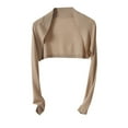 thumbnail image 3 of Womens Cardigans Cropped Sunscreen Bolero Cover Up Air Conditioned Long Sleeve Solid Short Shawl Casual Shrugs for Women Khaki XXL, 3 of 4