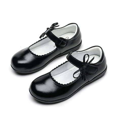 

nsendm Children Shoes Student Shoes Single Soes Children Performance Princess Doudou Small Leather Shoes E Girl Shoes Black 11.5 Years