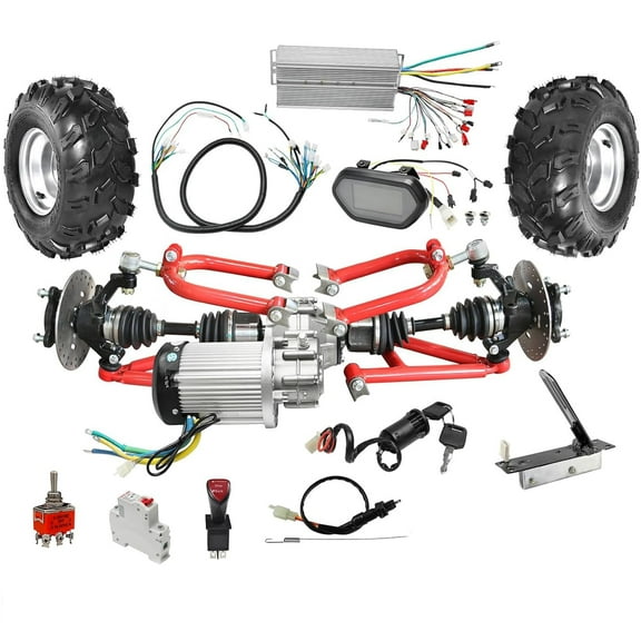 Rear Drive Kit – 60V 2500W Brushless Motor Differential   CV Axle Shaft   Swingarm   Wheels – 5000RPM DIY Electric Rear Suspension Assembly for Go Kart, Golf Cart, ATV, Buggy, Quad 4 Wheeler