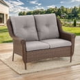 thumbnail image 2 of PARKWELL Outdoor Patio Loveseat Sofa,Weather Resistant Wicker Loveseat with Deep Seat Anti-Slip Cushion,Gray, 2 of 9