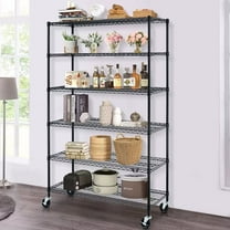 NiamVelo 6 Tier Wire Shelving Unit Adjustable Storage Shelves Rack with Wheels 6000 lbs Capacity Heavy Duty Metal Shelf for Adults, Black