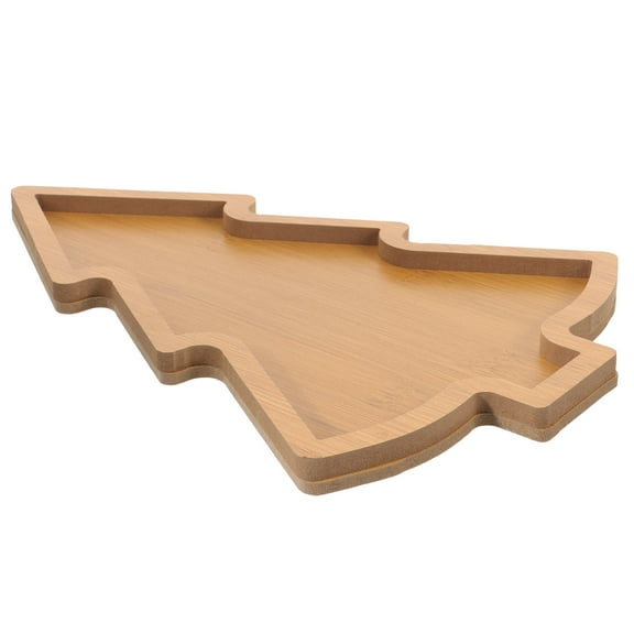 HOOWIFFY Platter Christmas Tree Dish Khaki Wood 1Pack