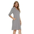 thumbnail image 3 of MintLimit Women's Button Down V-neck Solid Long Sleeve Sleepwear with Pockets Shirt Dress Pajamas, 3 of 5