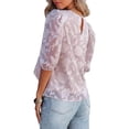 thumbnail image 5 of Gzhioc Women's Summer Casual T-shirt Tops Half Puff Sleeve Round Neck Loose Floral Blouse,S-2XL, 5 of 6