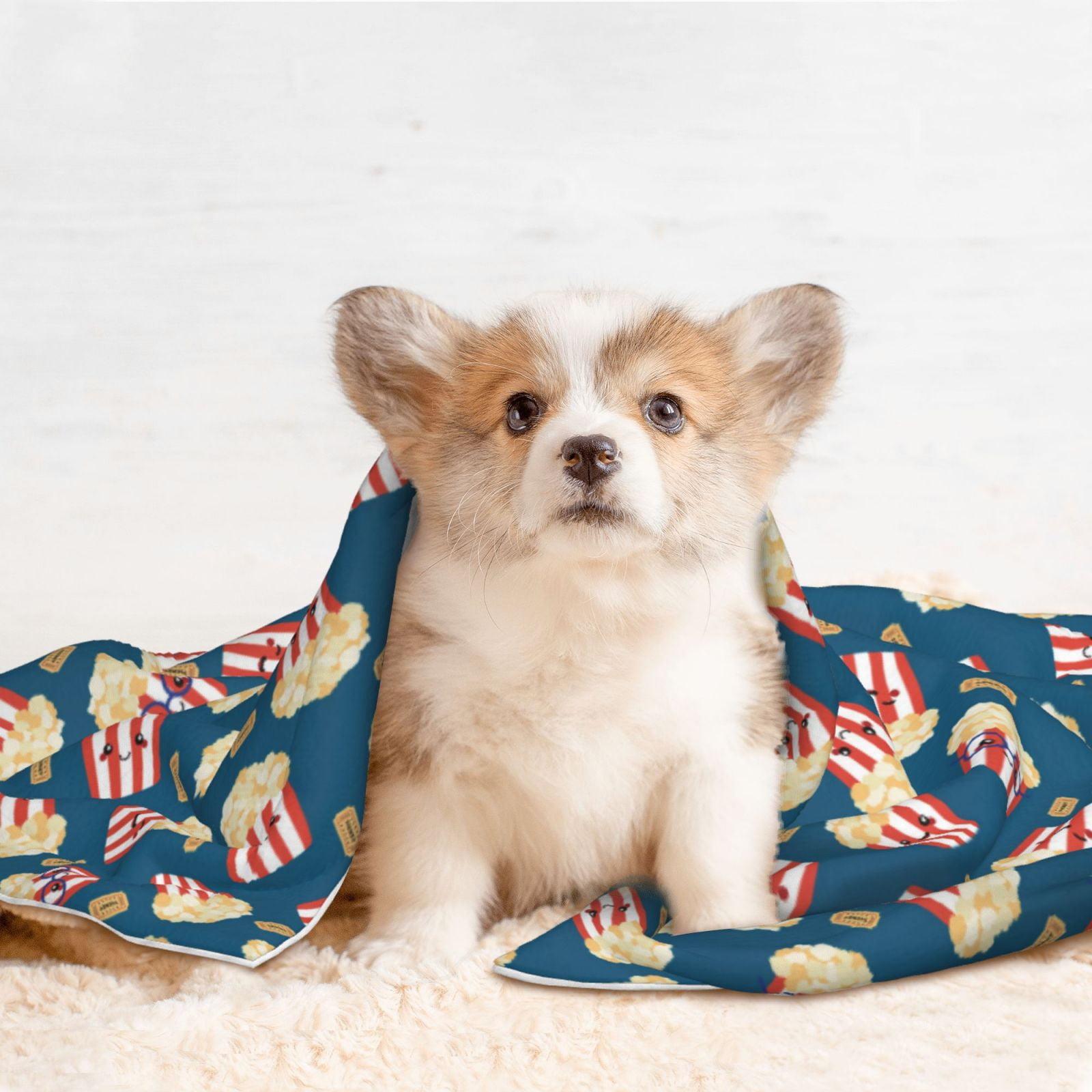 Naloa Popcorn With Glasses Dog Blanket, 3 Sizes Cat Blanket for Indoor Cats Large Medium Small Dog Gifts-Medium
